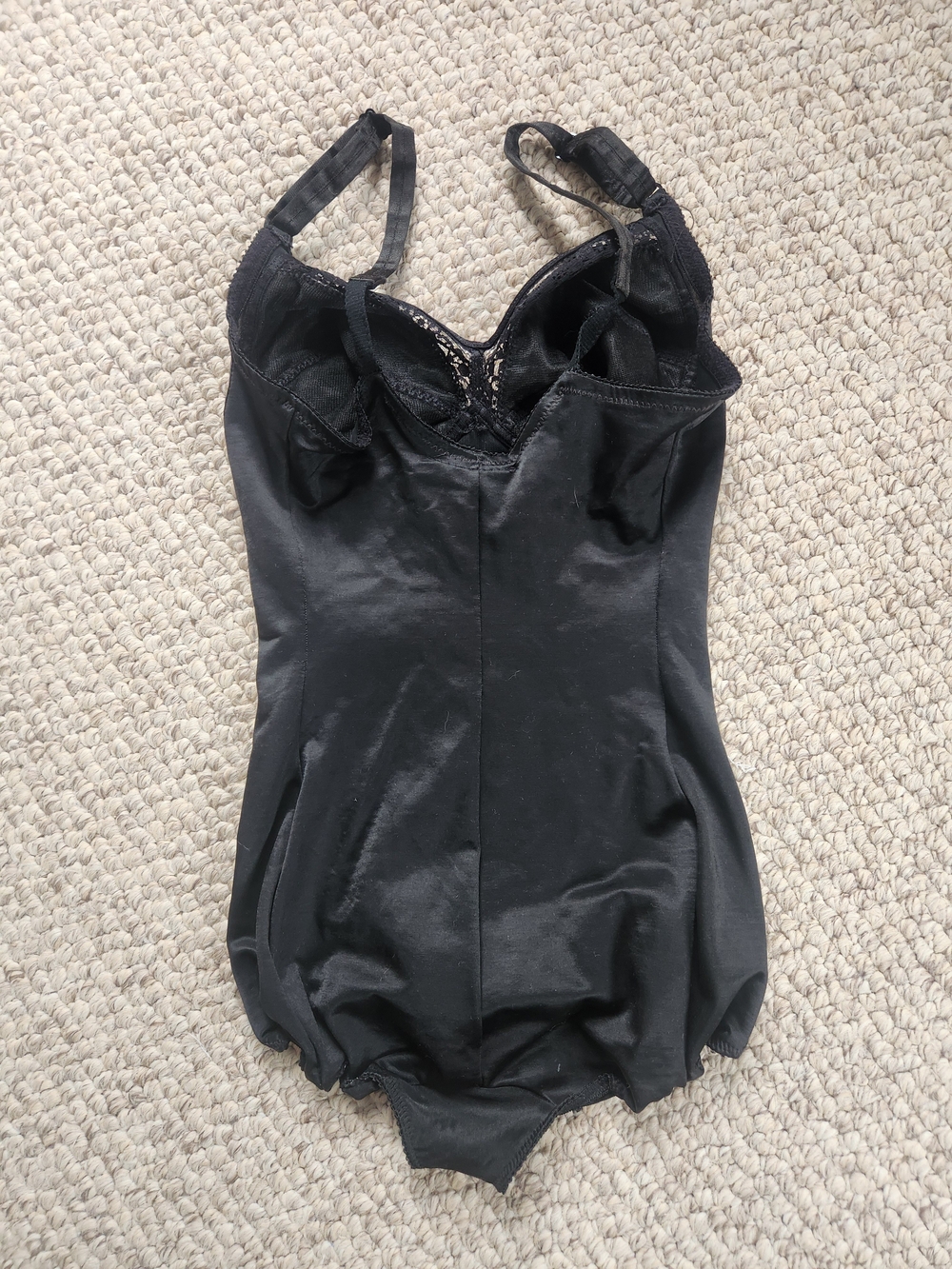 Black Lace-Trim Shapewear Bodysuit Vintage 40C